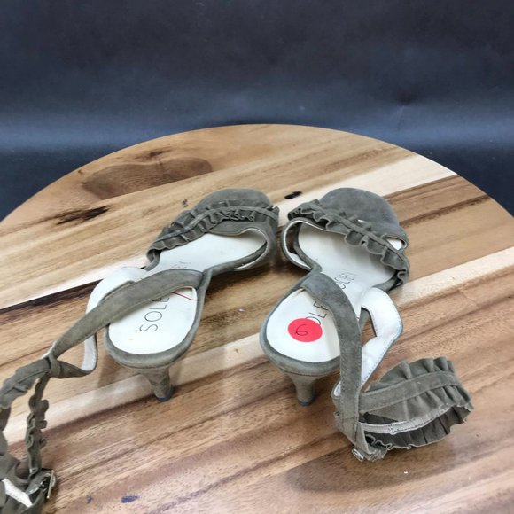 Sole Society Green Strappy Ankle Strap Adjustable Sandals Womens Size 6 B - Picture 4 of 6